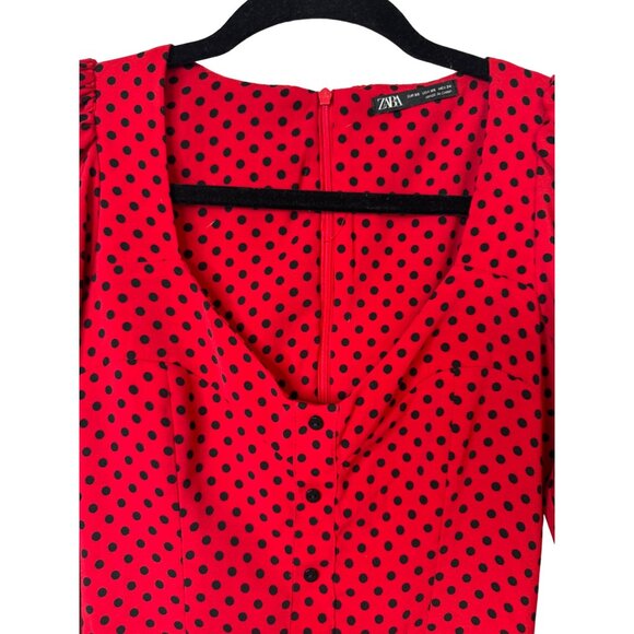 2/$30 ZARA XS Red & Black Polka Dot Mini Dress - Picture 4 of 14
